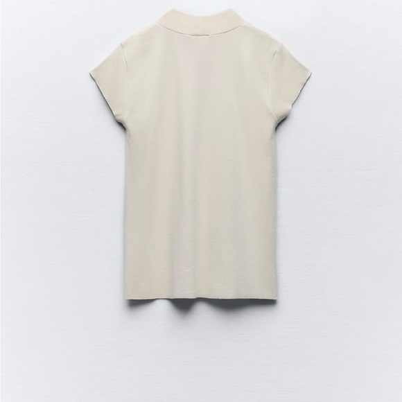 Zara Rib Cotton T-Shirt in Sand. Size XL - Picture 8 of 9